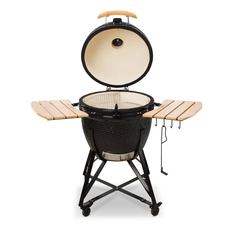 Kamado Bono Grande Ceramic Grill 23″ Charcoal BBQ with Cart, Black