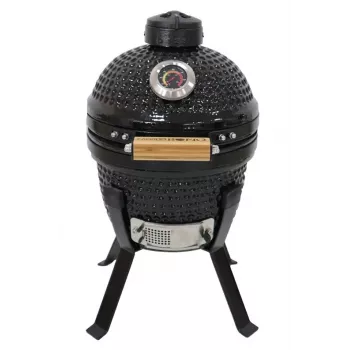 Kamado Bono Picnic keramiskais grils 13 collu kamado bārbekjū grils ar ratiņiem, ogles, melns
