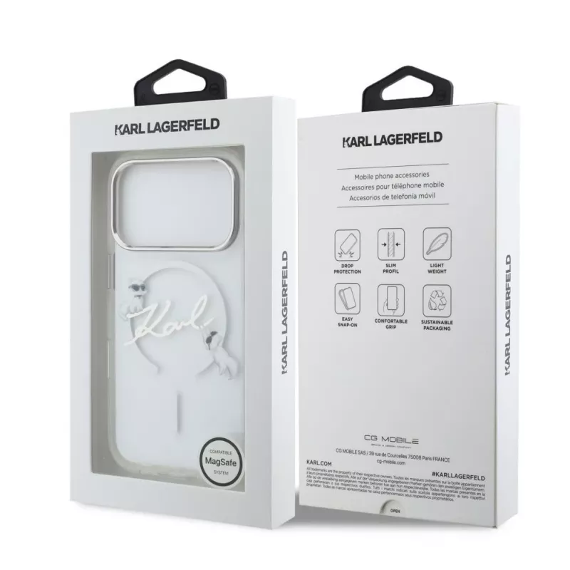 Karl Lagerfeld Apple iPhone 18 Pro Max HC MagSafe IML caurspīdīgs vāciņš ar Karl Script logotipu