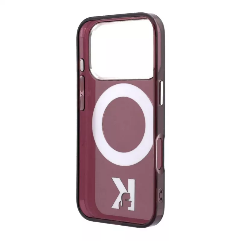 Karl Lagerfeld IML Ring Stand 360 Kameo Metal MagSafe vāciņš iPhone 18 Pro / 17 Pro - bordo