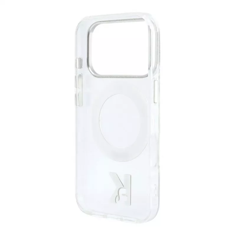 Karl Lagerfeld iPhone 18 Pro Max / 17 Pro Max MagSafe IML gredzena statīvs 360 Kameo metāla caurspīdīgs maciņš
