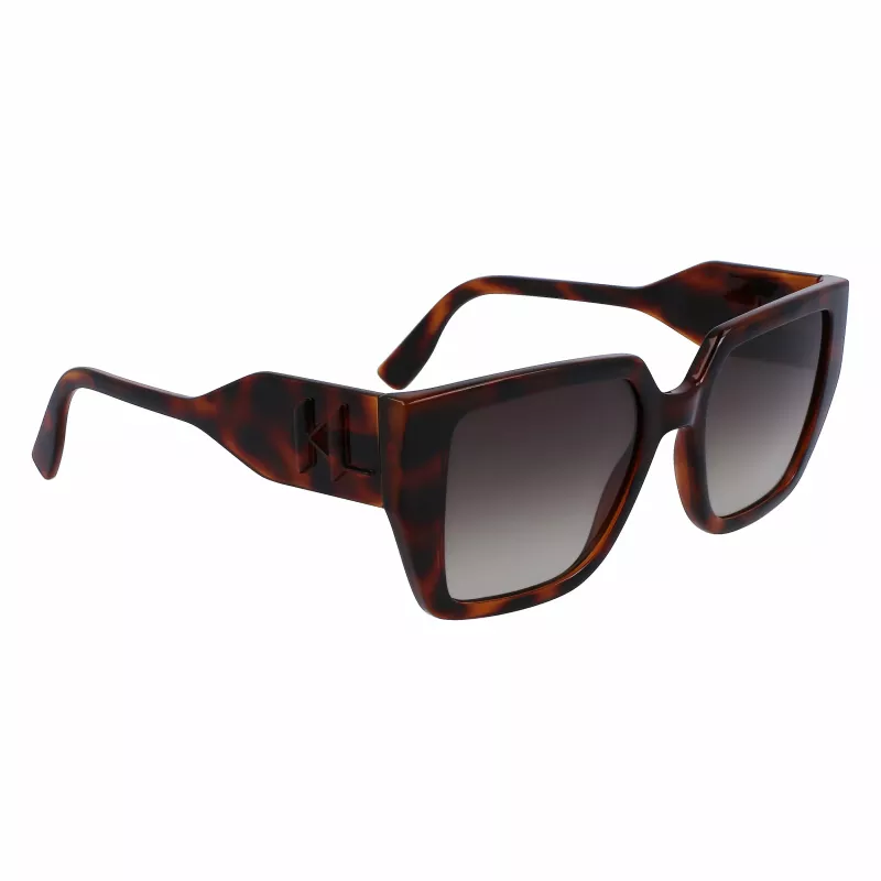 KARL LAGERFELD KL6098SN-240 Sieviešu kvadrātveida acetāta saulesbrilles - Brūns Havana rāmis, Brūnas gradienta lēcas - 52/19/140 mm