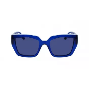 KARL LAGERFELD KL6143S-400 Sieviešu kvadrātveida acetāta saulesbrilles, tumši zils rāmis, pelēka gradienta lēca, 53 mm