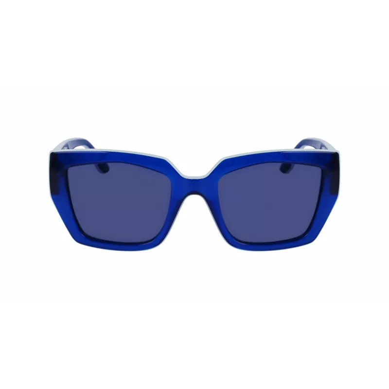 KARL LAGERFELD KL6143S-400 Sieviešu kvadrātveida acetāta saulesbrilles, tumši zils rāmis, pelēka gradienta lēca, 53 mm