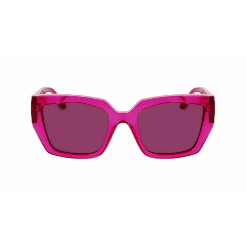 KARL LAGERFELD KL6143S-650 Sieviešu kvadrātveida acetāta saulesbrilles - Sarkanā Havana, Brūnas gradienta lēcas 53/20/145 mm