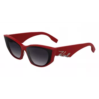 KARL LAGERFELD KL6162S-600 Sieviešu tauriņveida saulesbrilles - Sarkans/Bordo acetāta rāmis, gradienta brūnas lēcas, 64/14/140 mm