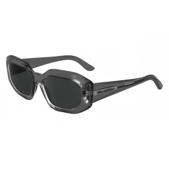 KARL LAGERFELD KL6167S-020 Sieviešu kvadrātveida saulesbrilles - Melns acetāta rāmis, pelēki dūmu stikli, 53 mm