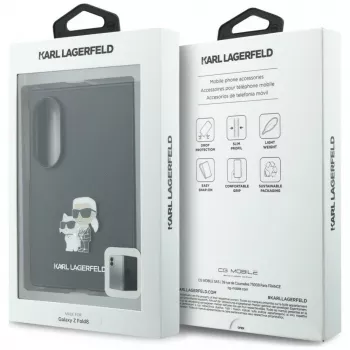 Karl Lagerfeld PU Saffiano Karl un Choupette maciņš Samsung Galaxy Z Fold8 melns