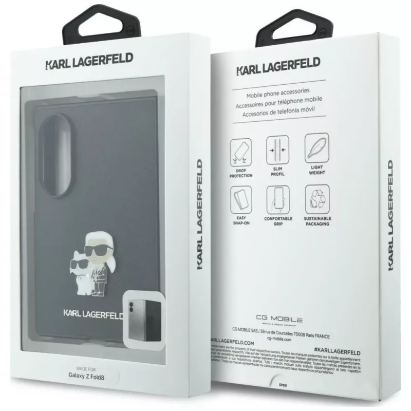 Karl Lagerfeld PU Saffiano Karl un Choupette maciņš Samsung Galaxy Z Fold8 melns