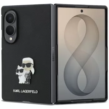 Karl Lagerfeld PU Saffiano Karl un Choupette maciņš Samsung Galaxy Z Fold8 melns