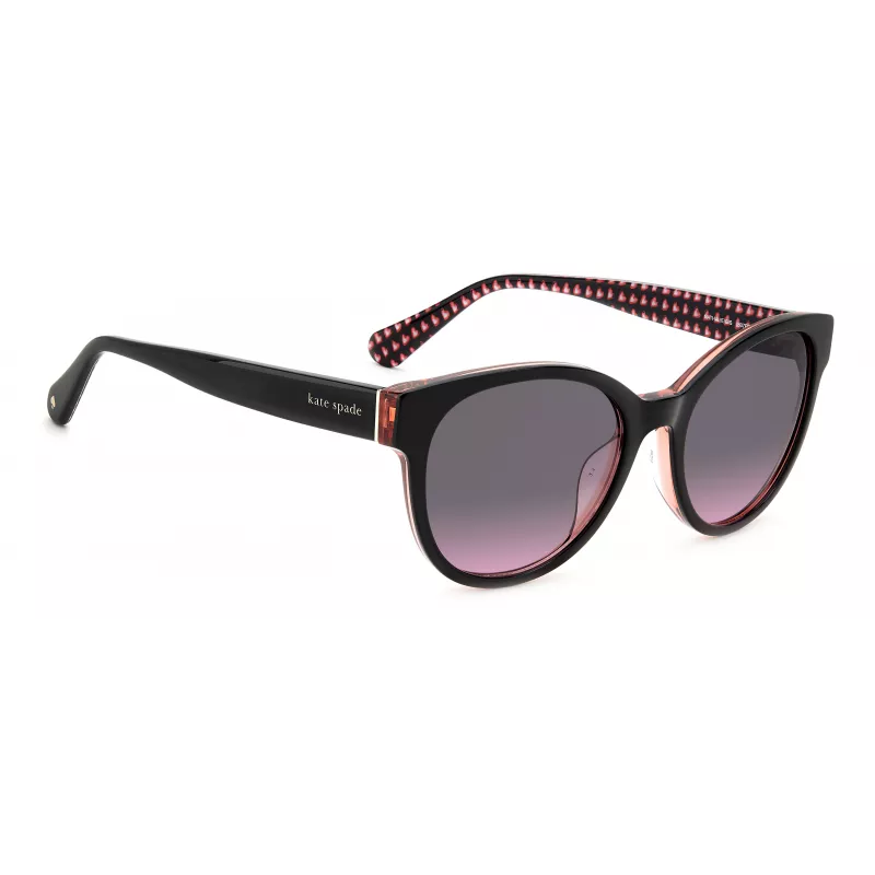 KATE SPADE Sieviešu Nathalie GS807 Saulesbrilles - Melns Acetāta Rāmis Pelēks Gradienta Lēcas 55/17/140 mm