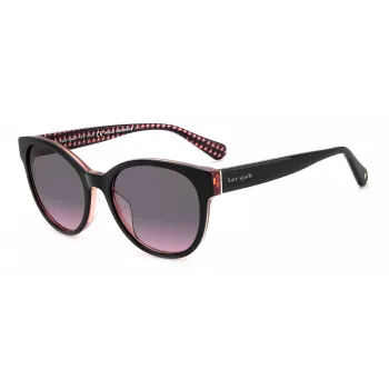 KATE SPADE Sieviešu Nathalie GS807 Saulesbrilles - Melns Acetāta Rāmis Pelēks Gradienta Lēcas 55/17/140 mm