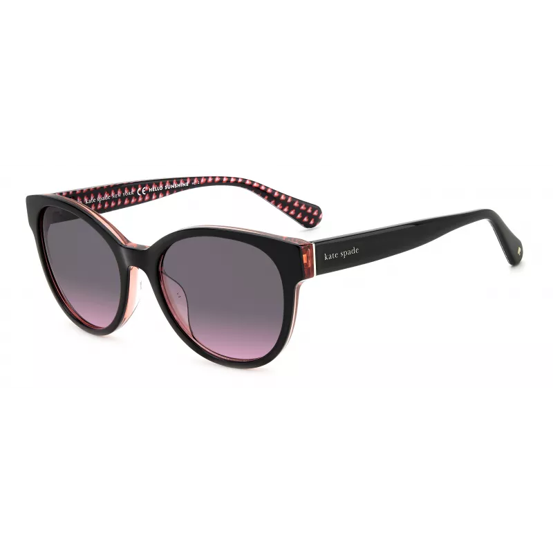 KATE SPADE Sieviešu Nathalie GS807 Saulesbrilles - Melns Acetāta Rāmis Pelēks Gradienta Lēcas 55/17/140 mm