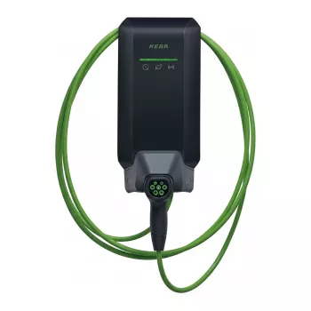 KEBA KeContact P40 Melns 11kW 3-fāžu EV uzlādes stacija ar 6m Type 2 kabeli un BLE