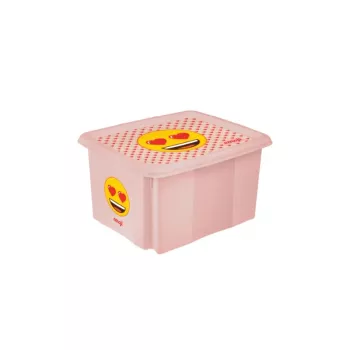 keeeper kaste ar vāku 15L Karolina “Emoji Hearts” 38x29.5x20.5cm rozā