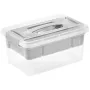 keeeper kaste ar vāku un organizatoru Henri 23x35x17cm 9L gaiši pelēka/caurspīdīga