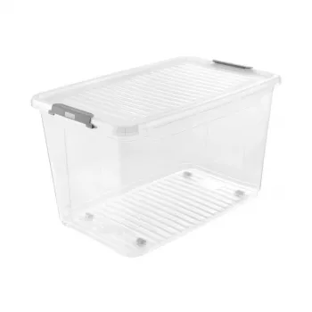 keeeper kaste ar vāku uz riteņiem clipbox Leo 59x38x35.5cm 56L caurspīdīga