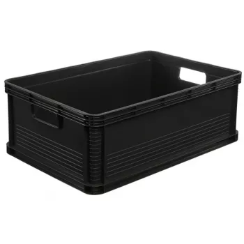 keeeper Robert 45L grafīta transporta kaste, 30kg slodze, 60x40x22cm, sakraujams Euro konteiners ar vāku