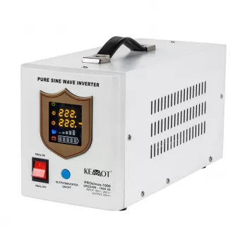 KEMOT PROsinus-1000 Avārijas barošanas bloks – tīra sinusa viļņa invertors ar 12V uzlādes funkciju, 230V, 1000VA/700W