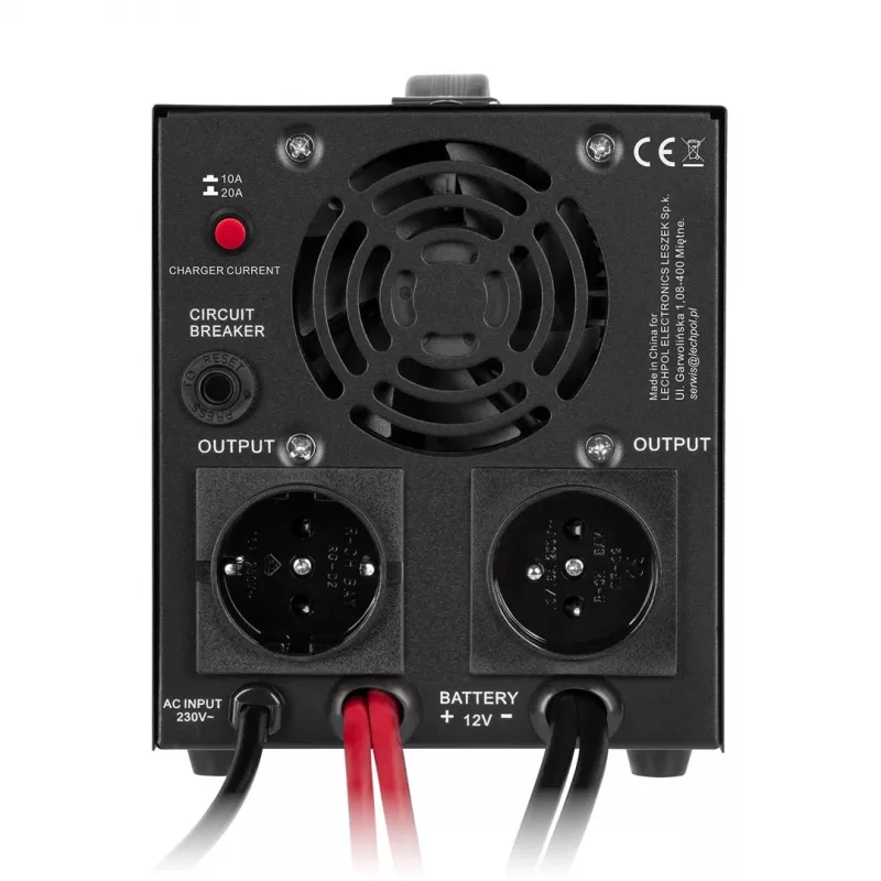 KEMOT PROsinus-1000 Tīra sinusa viļņa UPS invertors ar lādētāju 12V 230V 1000VA/700W Melns