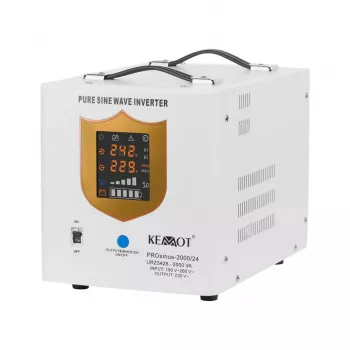 KEMOT PROsinus-2000/24 Nepārtrauktas barošanas avota pārveidotājs ar tīru sinusoidālo vilni un uzlādes funkciju 24V 230V 2000VA/1400W