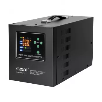 KEMOT PROsinus-2000 UPS Invertors 2000VA/1200W Tīrs sinusoidāls vilnis 12V 230V ar lādētāju