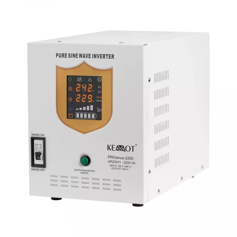 KEMOT PROsinus-2200 tīrā sinusoidālā viļņa invertors ar 12V uzlādes funkciju, 230V, 2200VA/1600W