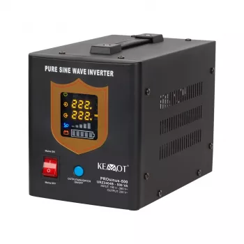 KEMOT PROsinus-500 Nepārtrauktās barošanas avots, tīrs sinusoidāls vilnis, 12V 230V 500VA/300W, melns