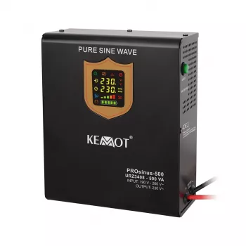 KEMOT PROsinus-500 sienas avārijas barošanas bloks, tīrs sinusoidāls vilnis, 12V 230V 500VA/300W