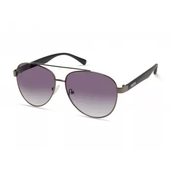 Kenneth Cole KC1394-5908B Vīriešu taisnstūra saulesbrilles - spīdīgs melns rāmis, dūmu lēcas