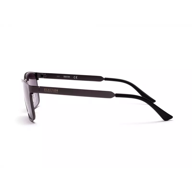 KENNETH COLE MAN KC1329-5709B Taisnstūra saulesbrilles - Spīdīgs melns rāmis, dūmu lēcas, 57 mm