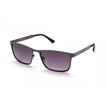 KENNETH COLE MAN KC1329-5709B Taisnstūra saulesbrilles - Spīdīgs melns rāmis, dūmu lēcas, 57 mm