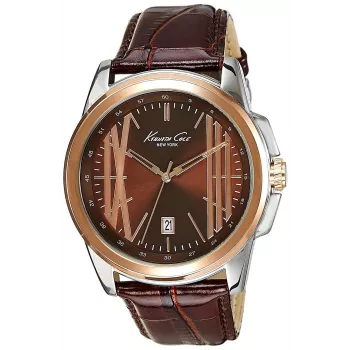 KENNETH COLE Vīriešu automātiskais skeleta pulkstenis IKC8096 - 44mm nerūsējošā tērauda korpuss, melna ādas siksniņa