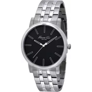KENNETH COLE Vīriešu IKC9231 Analogais kvarca pulkstenis 43mm Melns ciparnīca Ādas siksniņa