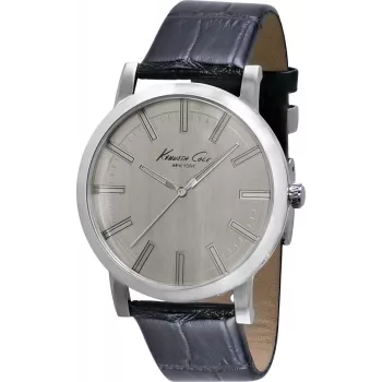 KENNETH COLE Vīriešu Pulkstenis IKC1931 44mm Nerūsējošā Tērauda Korpuss Zils Ciparnīca Brūna Āda