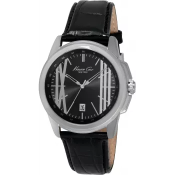 KENNETH COLE Vīriešu pulkstenis IKC8095 44mm Nerūsējošais tērauds Kvarca analogs Melns ciparnīca Sudraba aproce