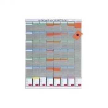 Kensington Nobo T-Card Planning iknedēļas plānotājs, 8 kolonnas, 54 sloti, metāla tāfele, pelēks, piestiprināms pie sienas, ietver 100 T-kartītes un 10 virsrakstu strēmeles 2910800