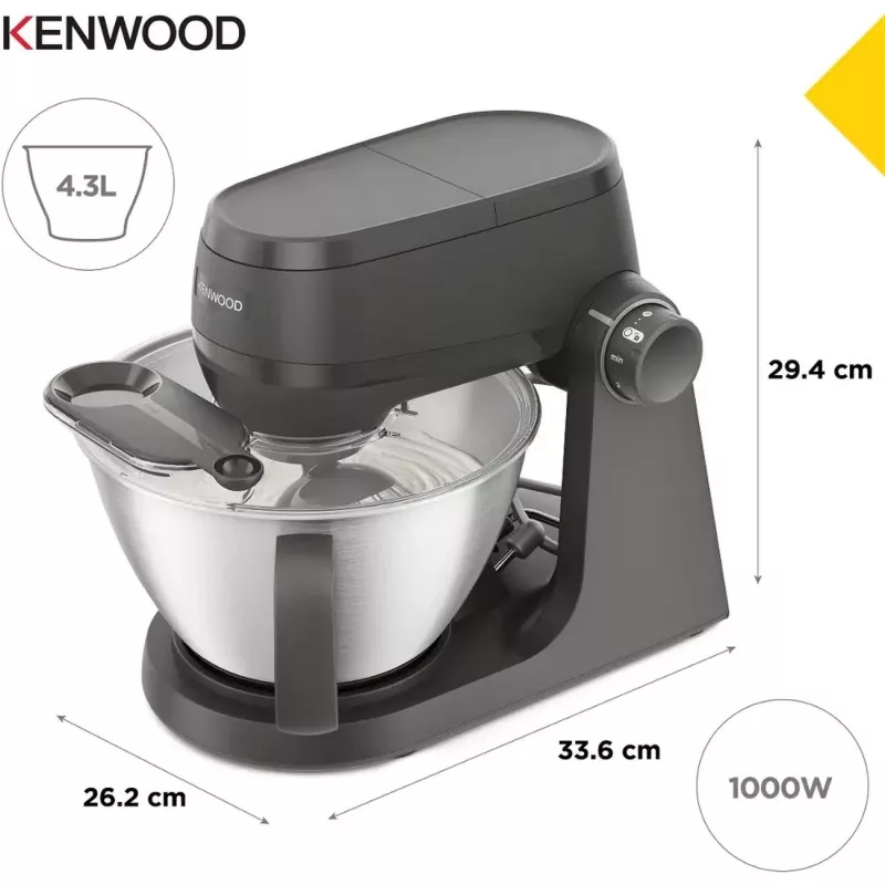 Kenwood KHC30.045GY 1000 W virtuves kombains ar 4.3 L bļodu, nerūsējošais tērauds, pelēks