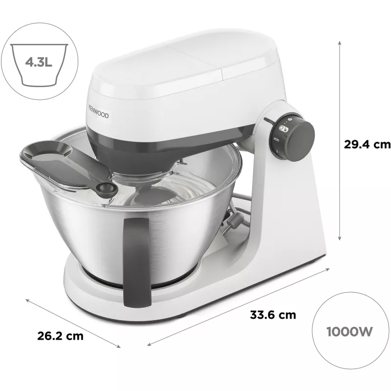 KENWOOD Multi-Tasker KHC30.000WH Virtuves iekārta (Pelēka/Balta, 1000 W, 4.3 L Bļoda)