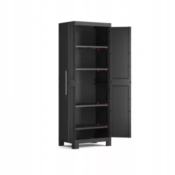 Keter Detroit Wardrobe 62x182x45cm Split Shelves - Black/Grey