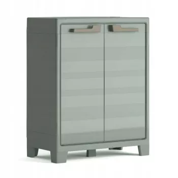KETER Optima Wonder Low Cabinet Green/Beige - 1 Adjustable Shelf, Double Doors, Lockable, Weather Resistant