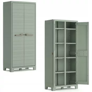 KETER Utility Storage Cabinet with 4 Adjustable Shelves, Green/Beige, 11011559