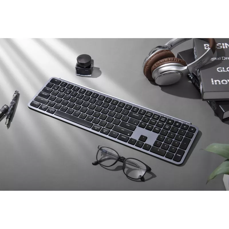 KEYCHRON B6 Pro Low-Profile Wireless Mechanical Keyboard (Grey/Black, German Layout, Scissor Switch)