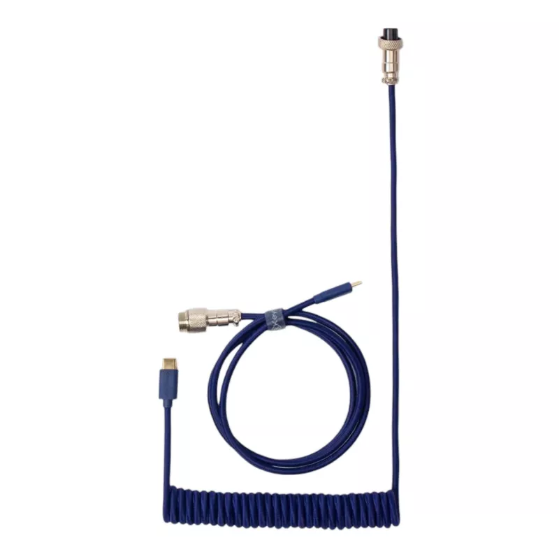 Keychron Coiled Aviator Blue Cable USB-C uz USB-A ar GX16 4-pin atvienojamu savienotaju, 200 cm