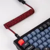 Keychron Coiled Aviator Cable - Sarkans (USB-A uz USB-C, 2m, Atvienojams GX12)