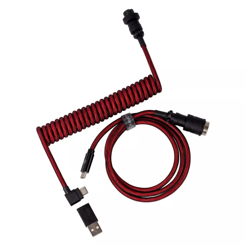 Keychron Coiled Aviator Cable - Sarkans (USB-A uz USB-C, 2m, Atvienojams GX12)