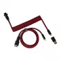 Keychron Coiled Aviator Cable - Sarkans (USB-A uz USB-C, 2m, Atvienojams GX12)