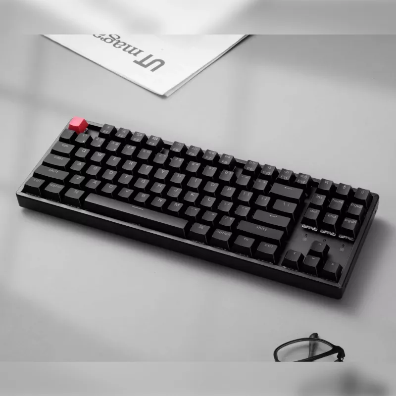 Keychron K8 QMK 80% TKL bezvadu mehāniskā tastatūra V2 ar sarkanajiem slēdžiem - melna