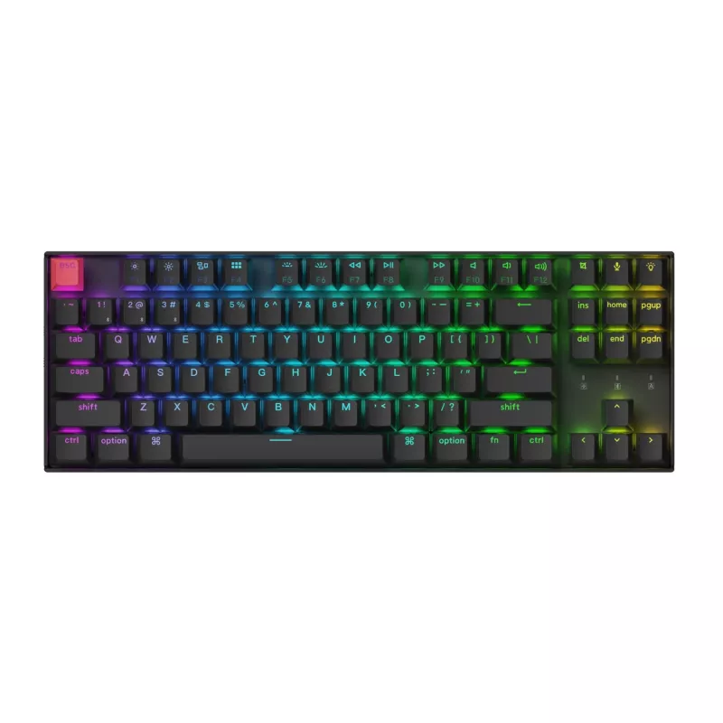 Keychron K8 QMK 80% TKL bezvadu mehāniskā tastatūra V2 ar sarkanajiem slēdžiem - melna