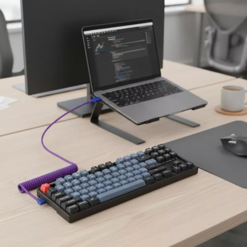 Keychron Premium Coiled Aviator USB kabelis Type-C + USB-A adapteris, atvienojams Aviator savienotājs, 108 cm